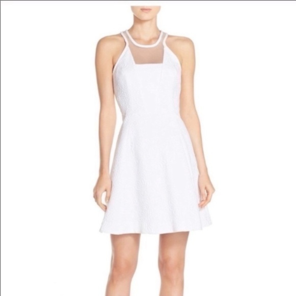 Lilly Pulitzer Elsie white textured mesh cutout fit and flare dress 0